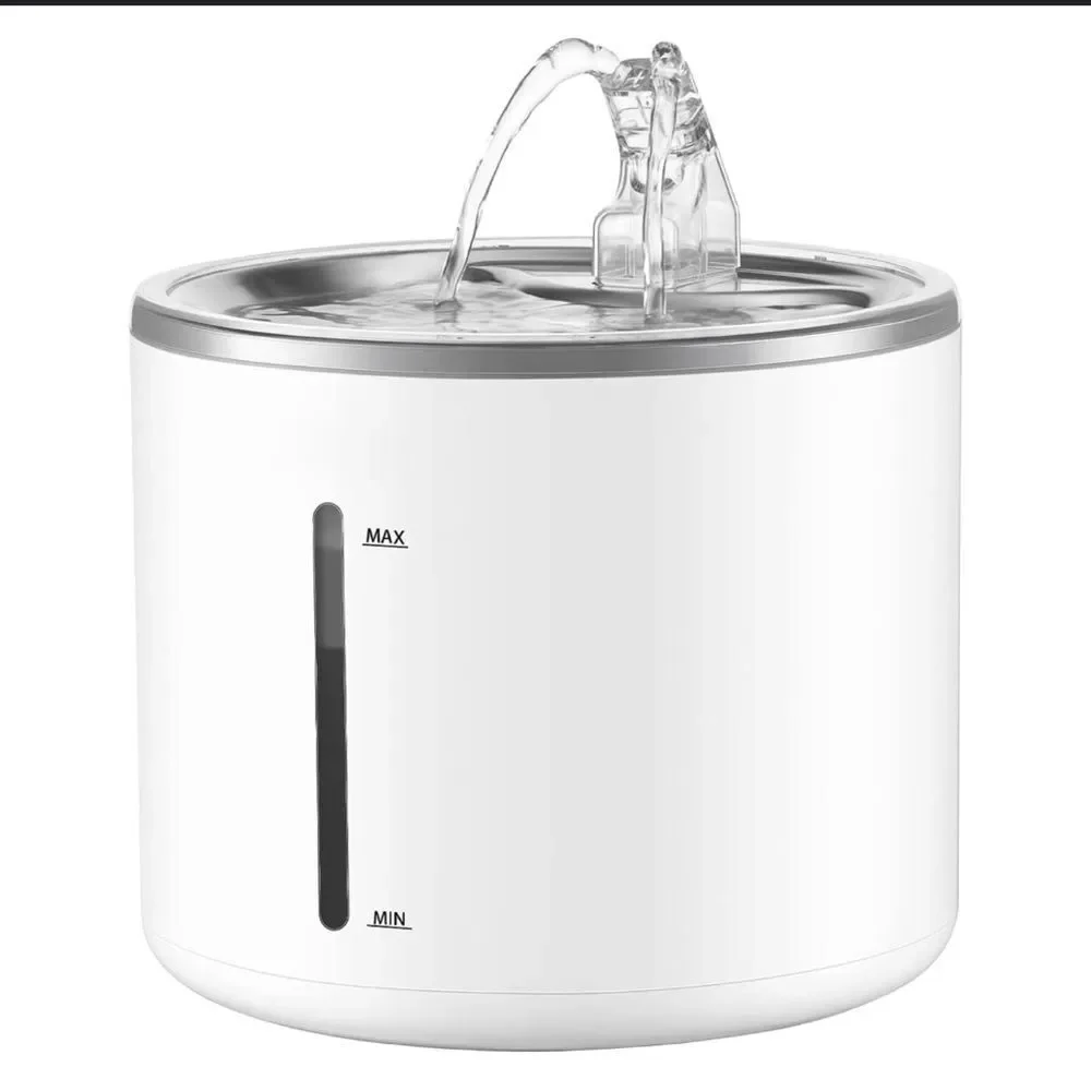 Pet Fountain with Stainless Steel Tray, Automatic Dog / Cat Water Bowl Fountain